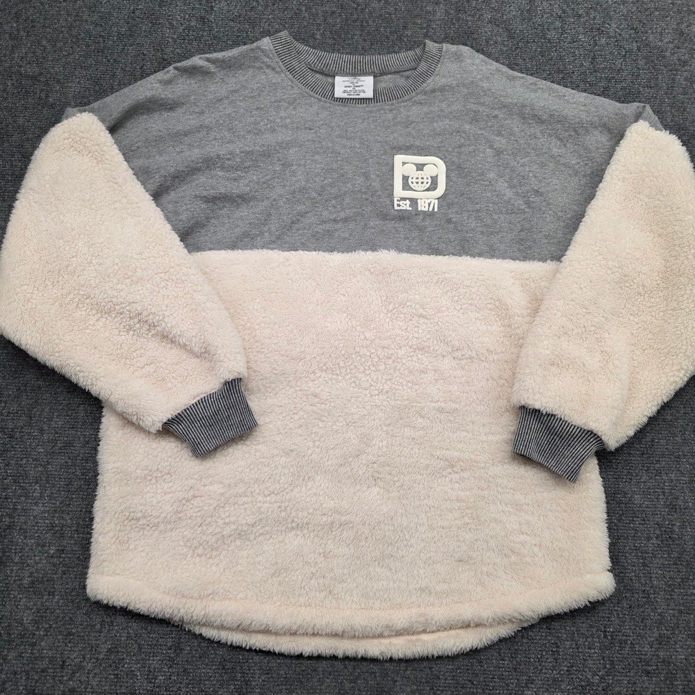 Disney Spirit Jersey Walt Disney World Est 1971 Sherpa Fleece Pullover Gray M